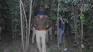 घटना स्थल पर निरीक्षण करते वरिष्ठ पुलिस अधीक्षक अनुराग आर्य 